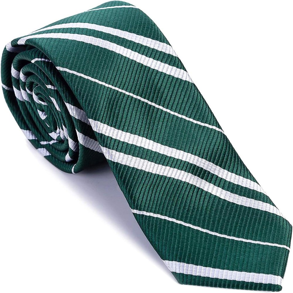 Angel Kiss Cosplay Wizard Tie for Themed Party Halloween Christmas Birthday Dress Up Party Magic Costume Accessory, Unisex Cosplay Striped Necktie for Adults and Teens Daily Use - Green