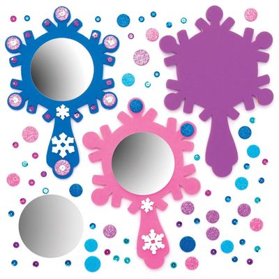 Baker Ross AT174 Snow Princess Mirror Kits, Pack of 4 - Arts and Crafts for Kids, Christmas Arts and Craft Kits