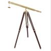 Nautical Brass Telescope 65"  Floor Standing Griffith Scope with Brown Wooden Tripod | Maritime Decor Piece with Removable Cap & Chain view 1