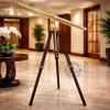 Nautical Brass Telescope 65"  Floor Standing Griffith Scope with Brown Wooden Tripod | Maritime Decor Piece with Removable Cap & Chain view 4