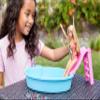 Barbie Doll & Pool Playset with Pink Slide, Beverage Accessories & Towel, Blonde Fashion Doll in Tropical Swimsuit view 2