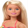 Barbie Doll & Pool Playset with Pink Slide, Beverage Accessories & Towel, Blonde Fashion Doll in Tropical Swimsuit view 3