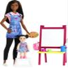 Barbie Careers Doll & Playset, Art Teacher Theme with Brunette Doll, 1 Toddler Doll, Color-Change Easel & Accessories view 1