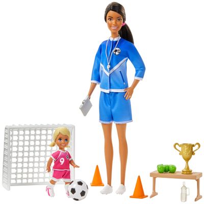 Barbie Soccer Coach Playset with Brunette Soccer Coach Doll, Student Doll and Accessories