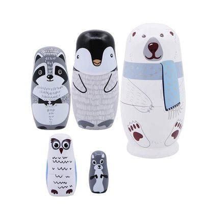 Konrisa Matryoshka Nesting Dolls for Kids Adults Hand Painted Panda Stacking Toys Animal Nesting Dolls Figurines Halloween Xmas Gifts Wedding Party Supplies,Set of 5 Pieces