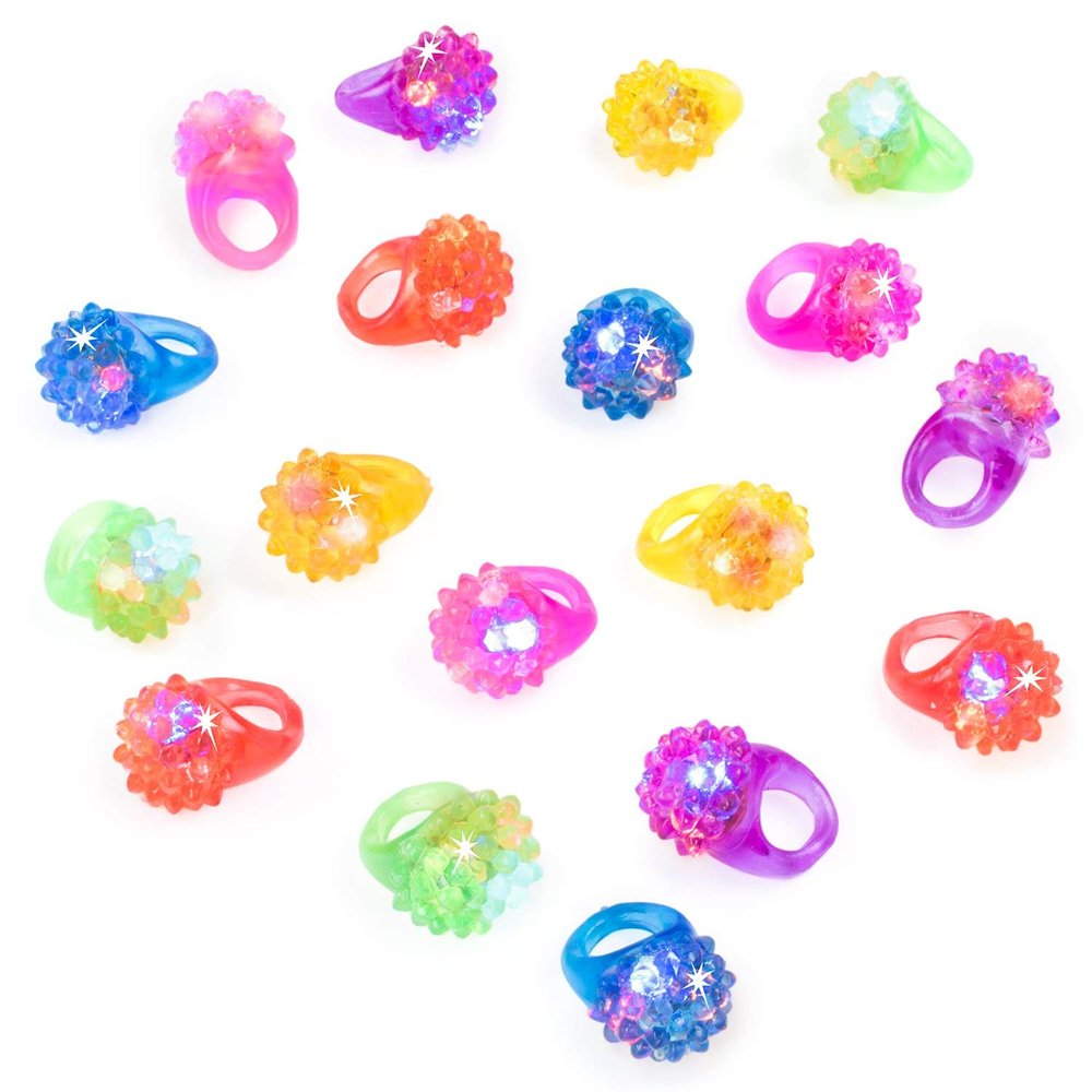 Handy Basics Flashing Colorful LED Light Up Bumpy Jelly Rubber Rings Finger Toys for Parties, Party Favors, Raves, Concert Shows, Gifts (18 Pack)