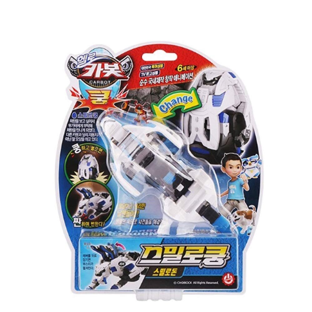 Hello CARBOT Smilokung Robot Dinosaur Transforming Smilodon from Egg Shape White Color
