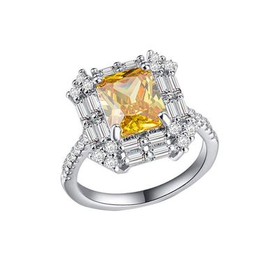 SXFSE Womens Luxury Rings, Gorgeous and Generous Diamond Creative Yellow Topaz Ladies Ring Jewelry Gift for Girlfriend Mother