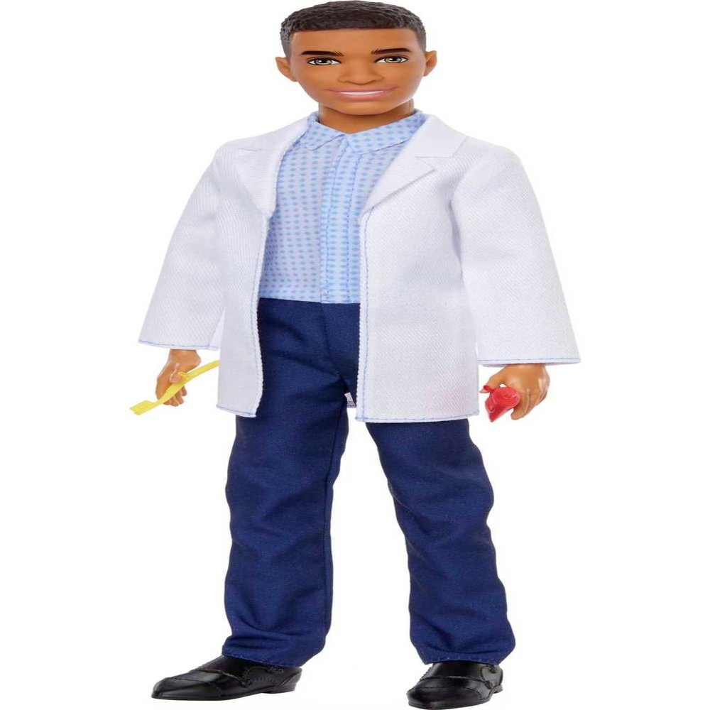 Barbie Careers Ken Fashion Doll & Accessories, Dentist Wearing Removable Outfit with Doctor's Coat, Toothbrush & Toothpaste