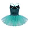 Agoky Kids Baby Girls Sparkle Camisole Leotards Gymnastics Ballet Dance Tutu Dress Fairy Mermaid Costume Lake_Blue Mermaid 10 view 2