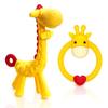 SHARE&CARE BPA Free Silicone Giraffe Baby Teether Toy with Storage Case, for 3 Months Above Infant Sore Gums Pain Relief and Baby Shower, Baby Teething Toys (Yellow) view 1