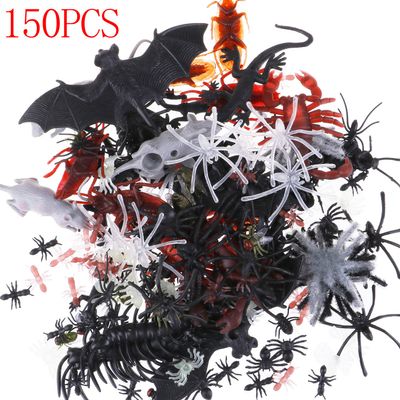 150pcs Plastic Realistic Bugs Trick Scary Insects Fake Bat Cockroaches Spiders Worms Scorpions Centipedes Rabbit Novelty Prop Decoration for Halloween Party Favors