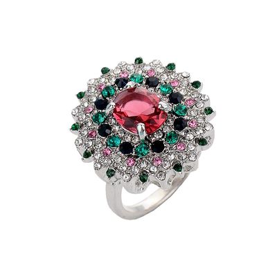 SXFSE Womens Luxury Rings, Fashion Trend Small Daisy Flower Diamond Red Zircon Ladies Ring Jewelry for Girlfriend Mother