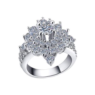 SXFSE Womens Luxury Rings, Personality Metal Diamond Microinlaid Zircon Fourclaw Ladies Ring Jewelry Gift for Girlfriend Mother