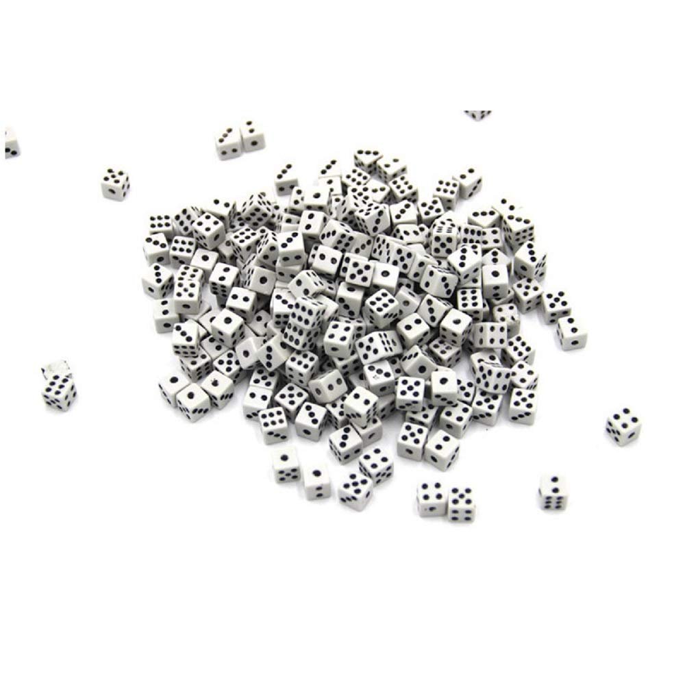 KRISMYA 100Pcs 8mm White Dice,Adult Game Dice for Math,Activity,Casino Theme,Party Favors,Gifts,Magic Tricks Prop