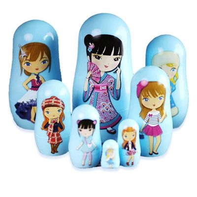 Handmade Matryoshka 8pcs Russia Nesting Dolls Beautiful Handmade Wooden Matryoshka Traditional Baboushka Nesting Dolls for Home Room Decor Surprise Gift