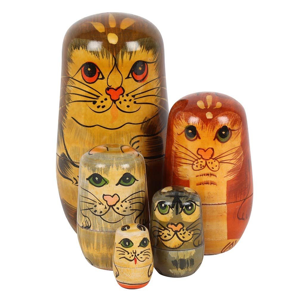 Something Different In_24028 Nesting Doll | Cat Russian | 5 Pieces 178g, Multicolor