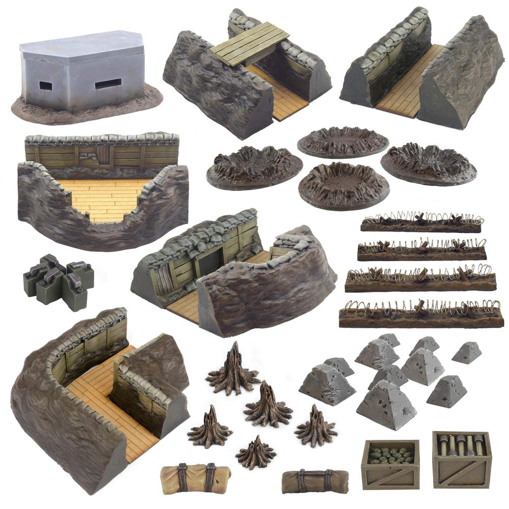 War World Gaming World at War Full Trench System Battlefield Set  28mm WW1 Tabletop Wargame Terrain Scenery Western Front Battlefield Warfare Military Diorama