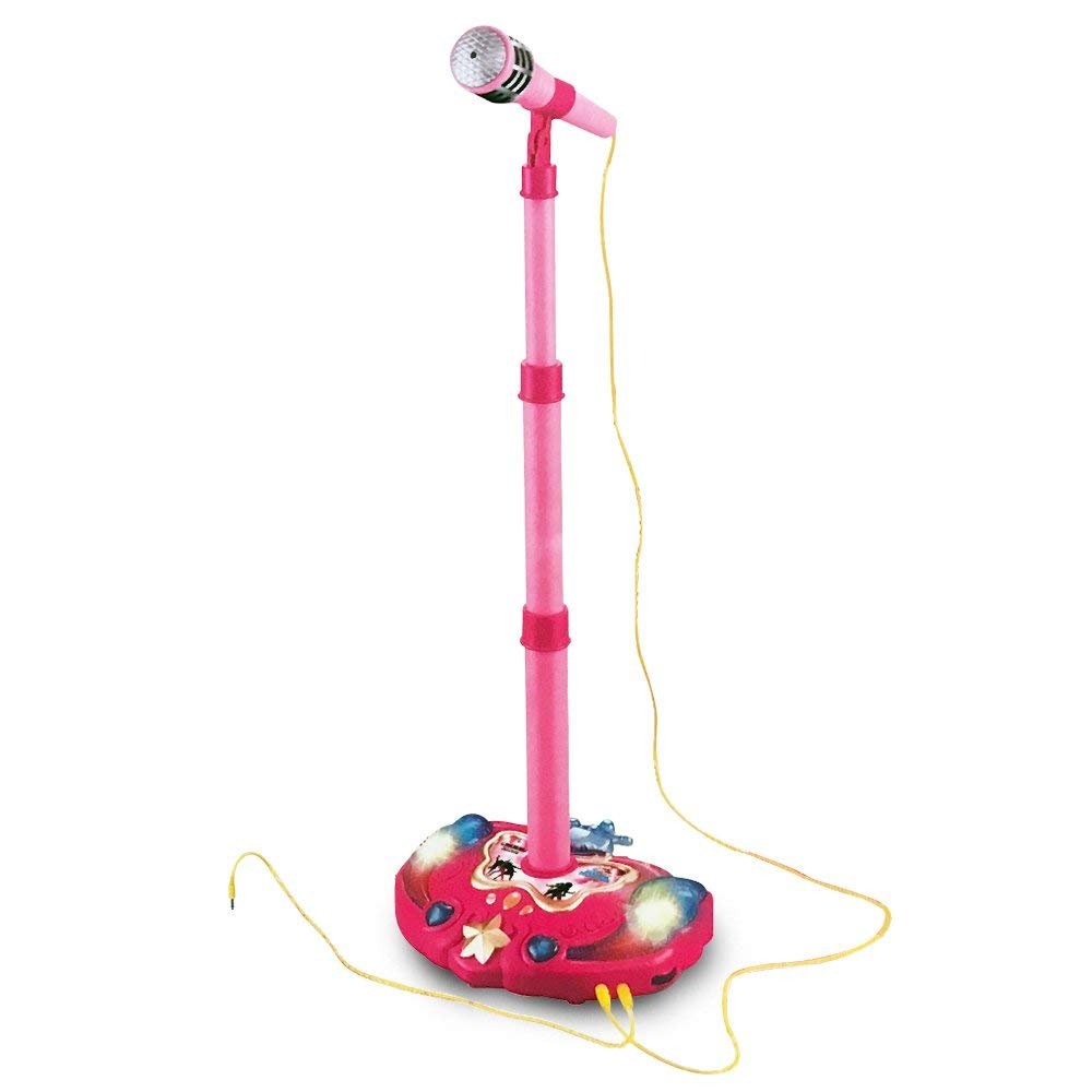 NA Princess Karaoke -Children's Toy Stand Up Microphone Play Set w/Built-in MP3 Player, Speaker, Adjustable Height (Pink)