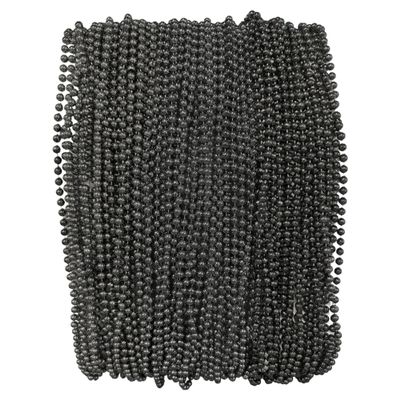 Black Mardi Gras Beads - 33 inch, 7mm, 72 Necklaces, 6 Dozen Party Supplies