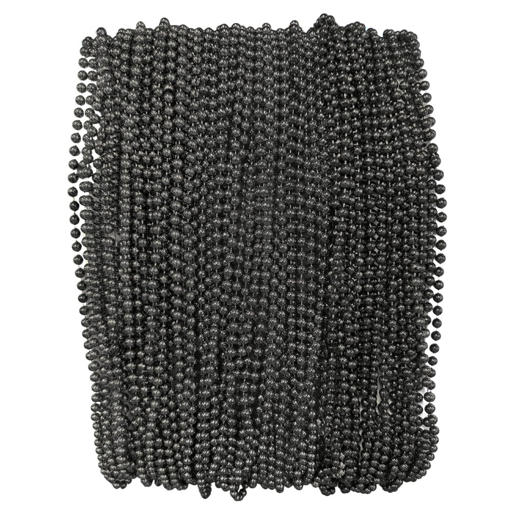 Black Mardi Gras Beads - 33 inch, 7mm, 72 Necklaces, 6 Dozen Party Supplies