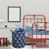 Sanjiaofen Kids Hamper,Collapsible Laundry Baskets,Waterproof Storage Baskets with Leather Handle,Nautical Decor,Toy Organizer (Navy Blue Anchor) view 3
