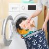 Sanjiaofen Kids Hamper,Collapsible Laundry Baskets,Waterproof Storage Baskets with Leather Handle,Nautical Decor,Toy Organizer (Navy Blue Anchor) view 4