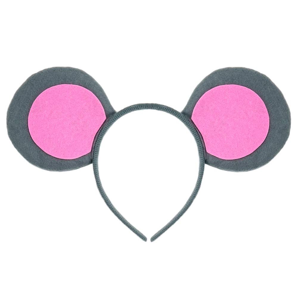 SeasonsTrading Pink & Gray Mouse-A-Like Ears Headband - Costume Party Accessory