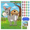 FEPITO Pin The Tail on The Donkey Party Game with 24 Pcs Tails for Kids Birthday Party Decorations, Carnival Circus Party Supplies view 1