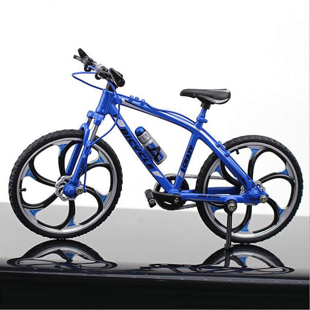 Nuoyi Creative Alloy Finger Bicycle 1:10 Miniature Simulated Bicycle, Road Finger Bicycle Toys(Blue)