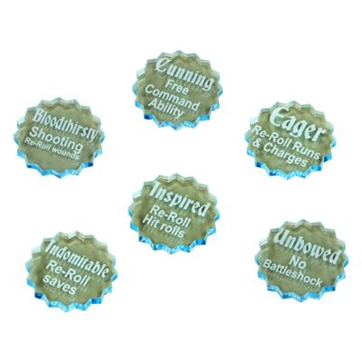 LITKO Triumphs Token Set, Compatible with Age of Sigmar: 2019 Generals Handbook, Transparent Light Blue (6)