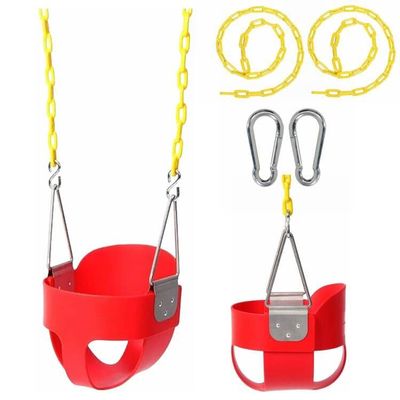 BCGI Heavy-Duty High Back Full Bucket Toddler Swing Seat with Coated Swing Chains and Snap Hooks Fully Assembled