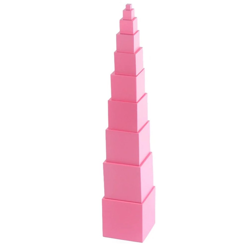 DANNI Montessori Kids Wood Math Toy Pink Tower Solid Wood Cube 0.7-7CM Early Preschool Educational Toys Christmas Children Day Gifts