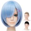 CaseEden Cosplay Wig, Re:Zero - Starting Life in Another World, Resero, Rem, Short, Light Blue, Light Blue & White Merche Wig Net, Set of 2 view 1