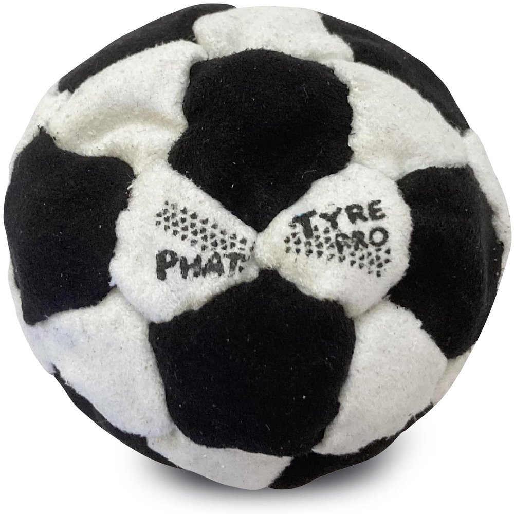 DIRTBAG PT Pro 32 Panel Footbag, Flying Clipper Original Design, Steel Pellet Filled for Maximum Control Handsewn - Black/White.