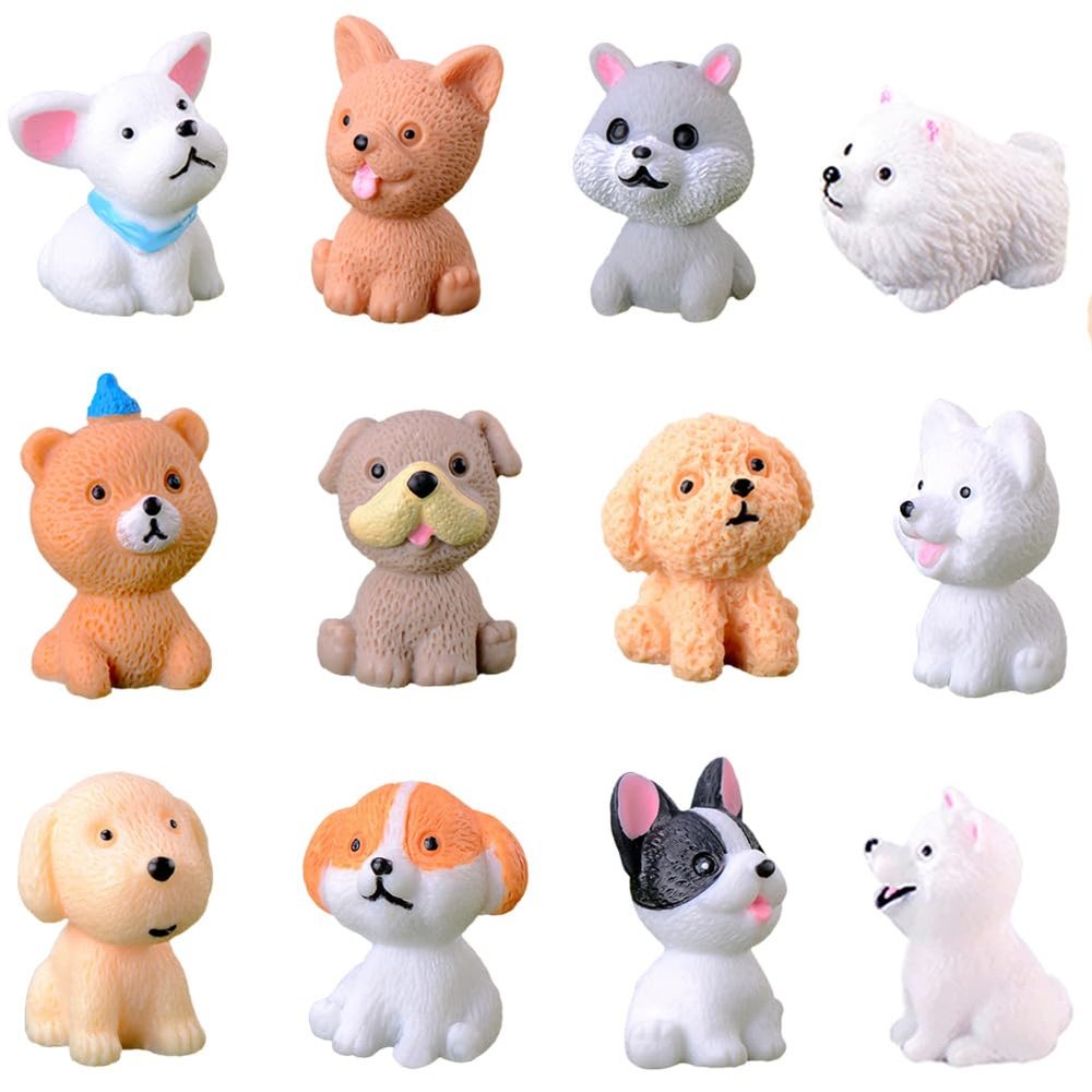 12 Pcs Dog Figures for Kids, Animal Toys Set Cake Toppers, Dog Figurines Collection Playset for Christmas Birthday Gift Desk Decorations