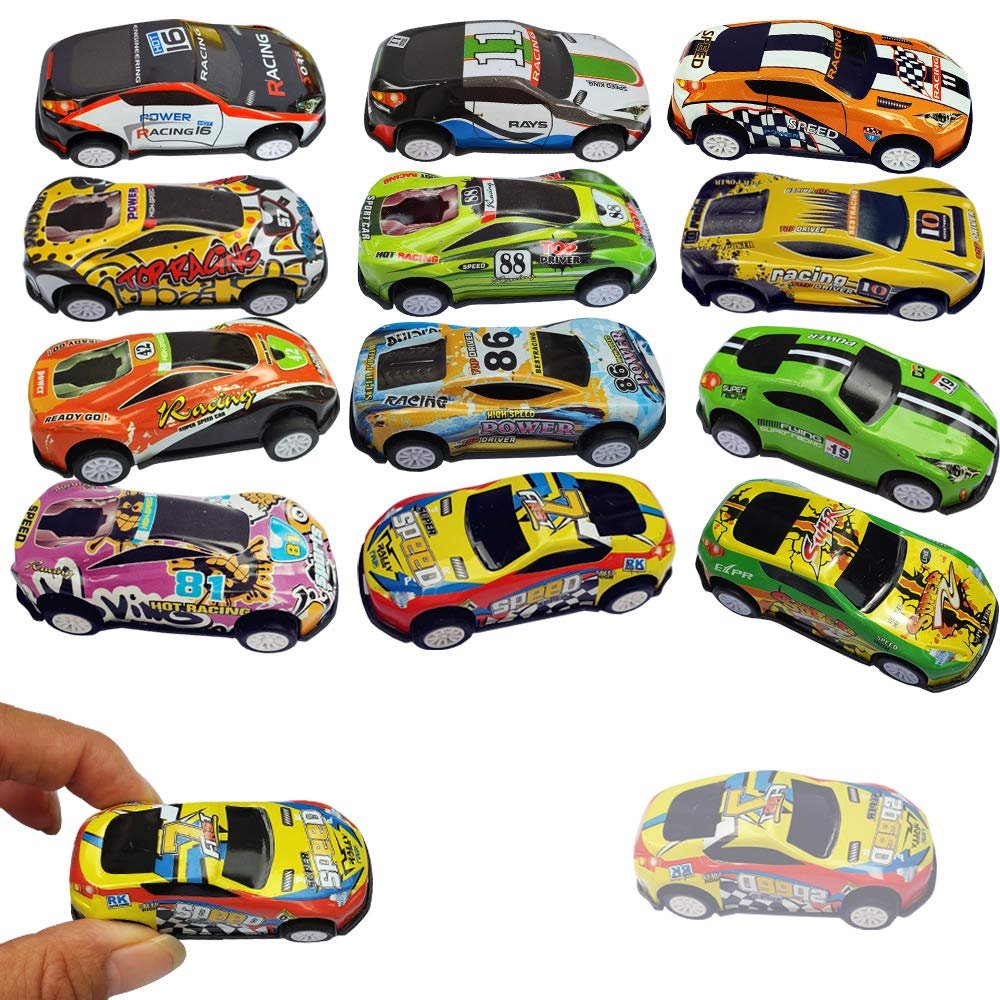 12 Pull Back Racing Cars Die cast Race Car Vehicles Playset,2.7 Inch Metal Friction Powered Car Toys for Toddlers