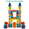 Xylolin Wooden Castle Building Blocks Set, Big Solid Beech Wood Toddlers Stacking Block Toy, Kids Construction Playset for Boys Girls 69 Pieces Set view 3