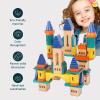 Xylolin Wooden Castle Building Blocks Set, Big Solid Beech Wood Toddlers Stacking Block Toy, Kids Construction Playset for Boys Girls 69 Pieces Set view 4