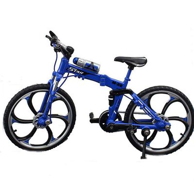 Nuoyi Creative Alloy Finger Bicycle 1:10 Miniature Analog Bicycle, Foldable Finger Mountain Bicycle Toy(Blue)