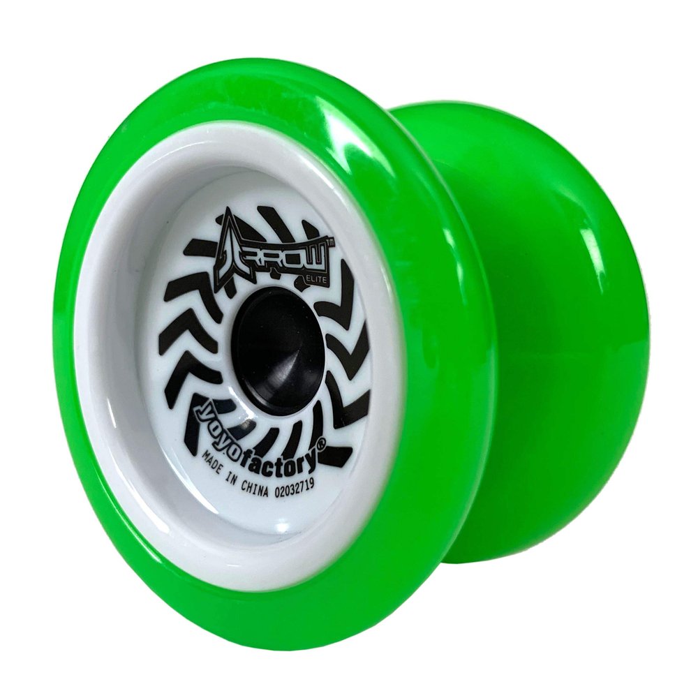 YoyoFactory Arrow Elite Beginner Yoyo Toy - Comes with Extra String & Pre Tied Finger Loop - Includes Bearings for Beginners to High Performance - Boys or Girls Ages 8+ Rayon Green