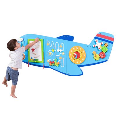 SPARK & WOW Airplane Activity Wall Panels - Ages 18m+ - Montessori Sensory Wall Toy - 6 Activities - Busy Board - Toddler Room Dcor
