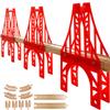 Wooden Train Bridges, 3 Suspension Bridge, Wooden Train Track Accessories, Wood Train Track, Train Tracks Compatible with All Major Brands, Wood Toys for Girls & Boys view 1