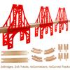 Wooden Train Bridges, 3 Suspension Bridge, Wooden Train Track Accessories, Wood Train Track, Train Tracks Compatible with All Major Brands, Wood Toys for Girls & Boys view 2