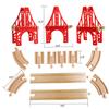 Wooden Train Bridges, 3 Suspension Bridge, Wooden Train Track Accessories, Wood Train Track, Train Tracks Compatible with All Major Brands, Wood Toys for Girls & Boys view 3