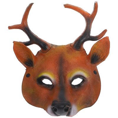 Amosfun Animal Head Mask Deer Mask Halloween Realistic Animal Face Reindeer PU Cosplay Costume Props for Masquerade Halloween Parties/Dances/Carnivals