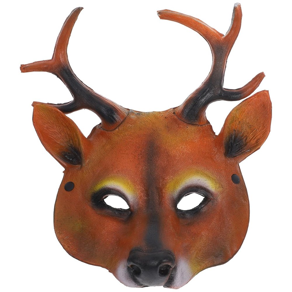 Amosfun Animal Head Mask Deer Mask Halloween Realistic Animal Face Reindeer PU Cosplay Costume Props for Masquerade Halloween Parties/Dances/Carnivals
