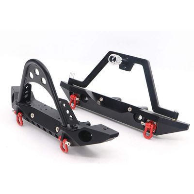 LAFEINA Metal Front and Rear Bumper Bull Bar for 1:10 RC Crawler Car SCX10 & SCX10 II 90046 90047 TRX-4 (Black)