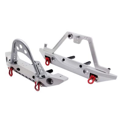 LAFEINA Metal Front and Rear Bumper Bull Bar for 1:10 RC Crawler Car SCX10 & SCX10 II 90046 90047 TRX-4 (Silver)
