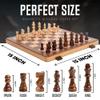 15 Inch Magnetic Wooden Chess Set for Adults & Kids - Folding Travel Chess Board with Handcrafted Staunton Pieces, Extra Queens, and Storage Slots view 2